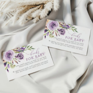 Purple Rose Floral Book for Baby Enclosure Card