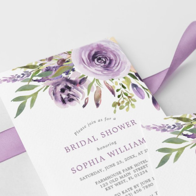 Purple Rose Floral Bridal Shower Invitation (Creator Uploaded)