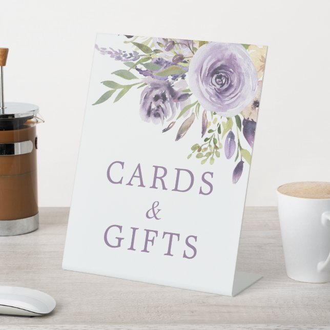 Purple Rose Floral Shower Cards & Gifts Sign (In SItu)