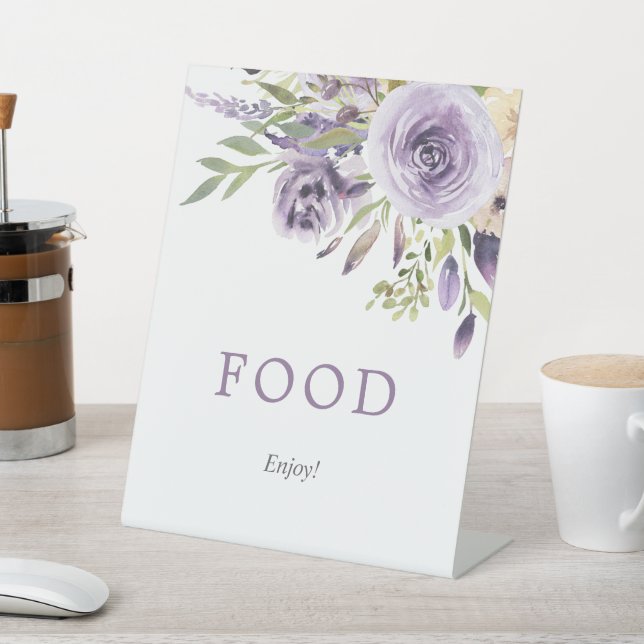 Purple Rose Floral Shower Food Sign (In SItu)