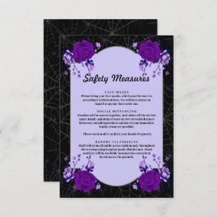Purple Rose Floral Spiderweb Safety Measures Card