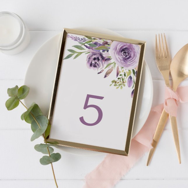 Purple Rose Floral Table 5 Wedding Table Number (Creator Uploaded)