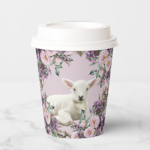 Purple Rose Floral with Lamb  Paper Cups