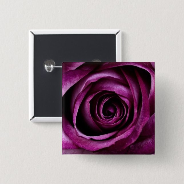 Purple rose flower 15 cm square badge (Front & Back)