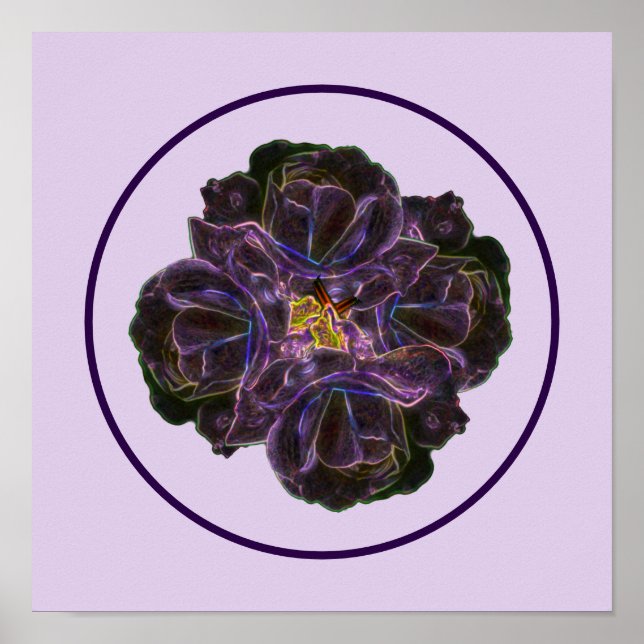 Purple Rose Flower Bouquet Abstract Art Poster (Front)