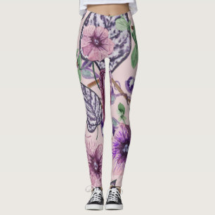 Purple Rose Flower Leggings