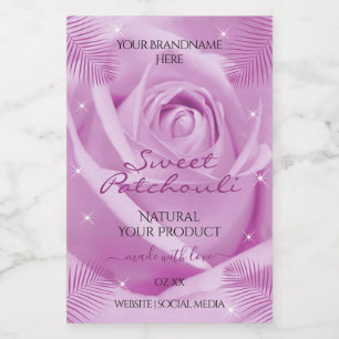Purple Rose Flower with Palm Leaves Product Labels