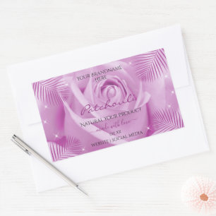 Purple Rose Flower with Palm Leaves Product Labels