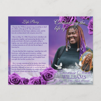 Purple Rose Funeral Program Flyer
