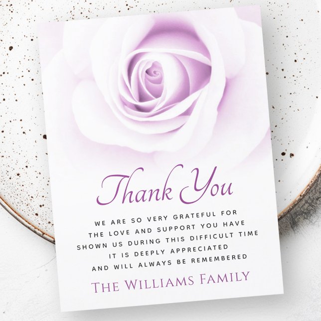 Purple rose funeral sympathy thank you card (Purple rose funeral sympathy thank you card)