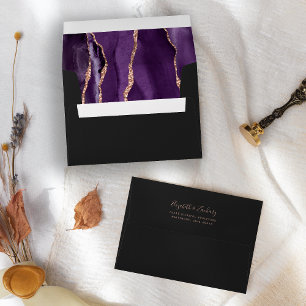Purple Rose Gold Agate Dark Wedding Envelope