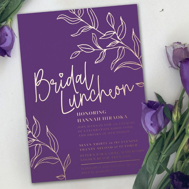 Purple rose gold branch of leaves bridal luncheon (Creator Uploaded)