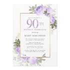 Purple Rose Gold Floral 90th Birthday Party