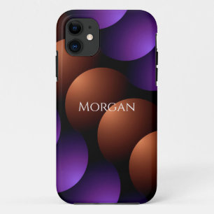 Purple & Rose Gold Semi-Circles, Name In White Case-Mate iPhone Case