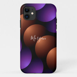 Purple & Rose Gold Semi-Circles, Name White Script Case-Mate iPhone Case