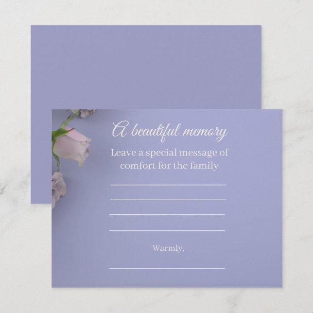Purple Rose Memorial Message Card (Front/Back)