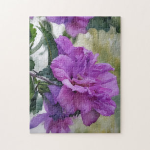 Purple Rose of Sharon Floral Flower Art Puzzle