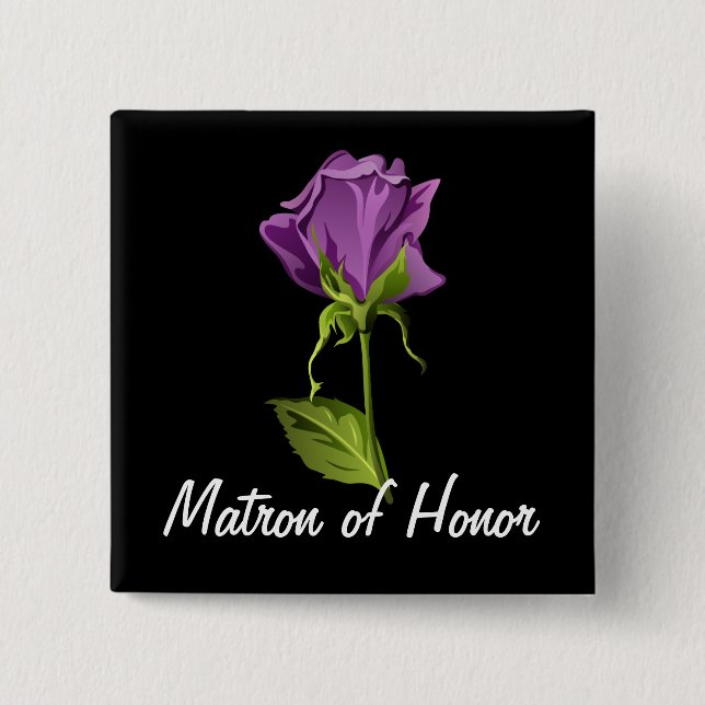 Purple Rose on Black 15 Cm Square Badge (Front)