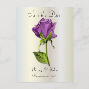 Purple Rose on Silver Announcement Postcard