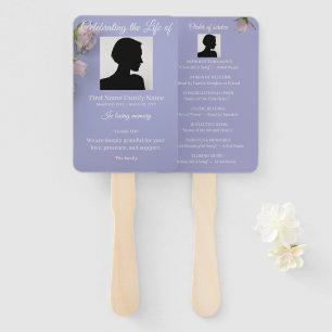 Purple rose order of service hand fan