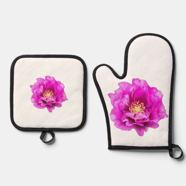 Purple Rose Oven Mitt & Pot Holder Set (Front)