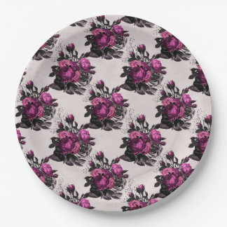 Purple Rose Paper Plate