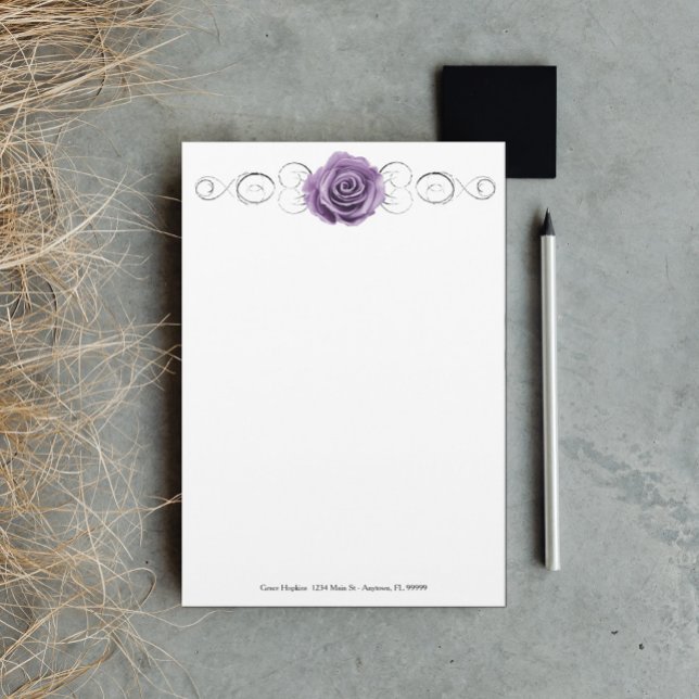 Purple Rose Personalised Stationery (Creator Uploaded)