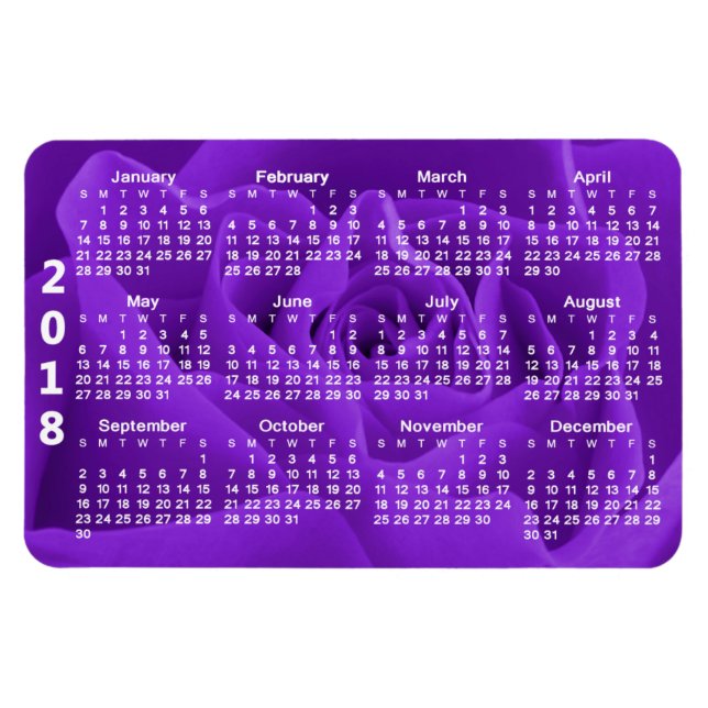 Purple Rose Petals 2018 Calendar Magnet (Horizontal)