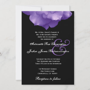 PURPLE Rose Petals Wedding Invitation F202