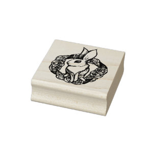 Purple Rose Rabbit Nature Lovers Easter Spring     Rubber Stamp