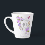 Purple Rose Ribbon 40th Birthday Latte Mug<br><div class="desc">Lovely and elegant rose with butterfly.</div>