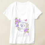 Purple Rose Ribbon 50th Birthday T-Shirt<br><div class="desc">Lovely and elegant rose with butterfly.  Celebrate your special day with this lovely t-shirt can also be a special personalized birthday gift to your bestise,  friend or family member.</div>