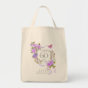 Purple Rose Ribbon 60th Birthday Tote Bag