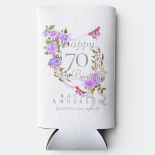 Purple Rose Ribbon 70th Birthday Cooler
