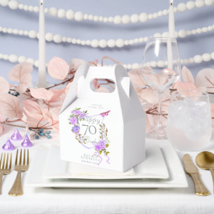 Purple Rose Ribbon 70th Birthday  Favour Box