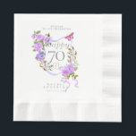 Purple Rose Ribbon 70th Birthday Napkin<br><div class="desc">Beautiful chic napkin design with ribbon,  roses
and butterfly. Created a lovely dining experience
for your guests. This design also comes will
a comparable paper plate and paper cup.</div>