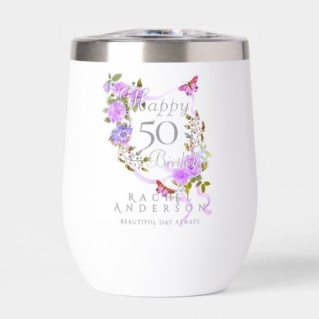 Purple Rose Ribbon Birthday (Front)