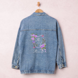 Purple Rose Ribbon Monogram Wedding Denim Jacket