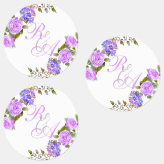 Purple Rose Ribbon Monogram Wedding Invitation