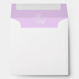 Purple Rose Ribbon Monogram Wedding Invitation Envelope