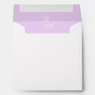 Purple Rose Ribbon Monogram Wedding Invitation Envelope