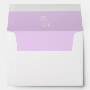 Purple Rose Ribbon Monogram Wedding Invitation Envelope