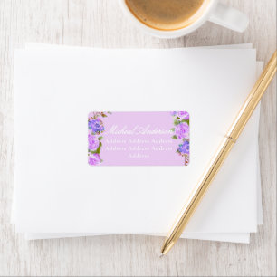 Purple Rose Ribbon Wedding Invitation Label
