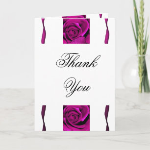 Purple rose roses elegant thank you card