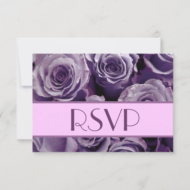 Purple Rose RSVP Wedding Response Card (Front)
