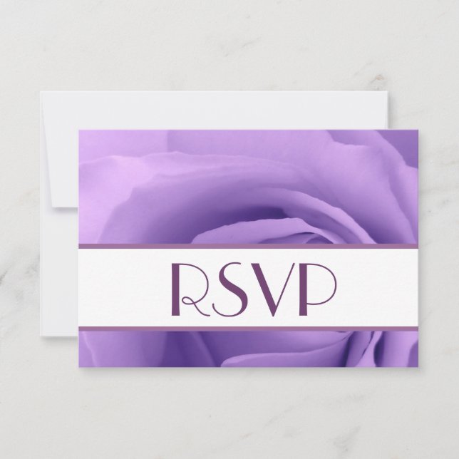 Purple Rose RSVP Wedding Response Card (Front)
