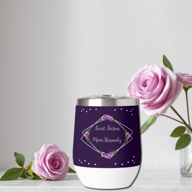 Purple Rose Silver Geometric Sweet 16 (Creator Uploaded)