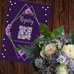 Purple Rose Silver Geometric Sweet 16 Registry Enclosure Card