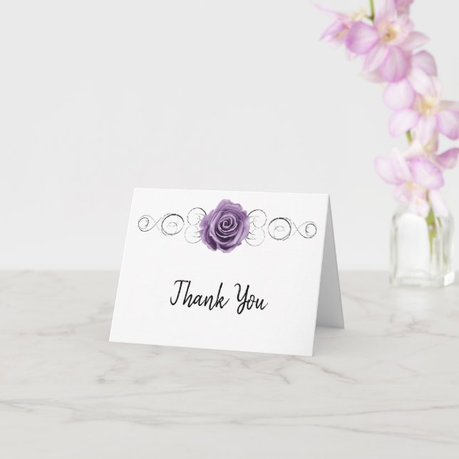 Purple Rose Thank You Card (Orchid)