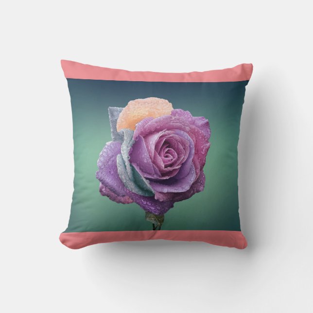 Purple rose throw pillow. cushion (Front)